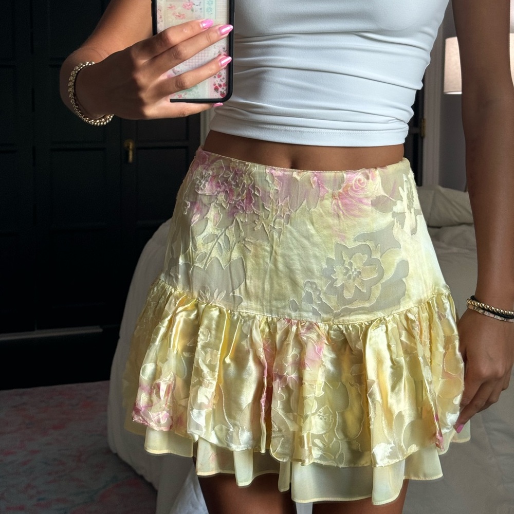 loveshackfancy “tevy” yellow melon skirt